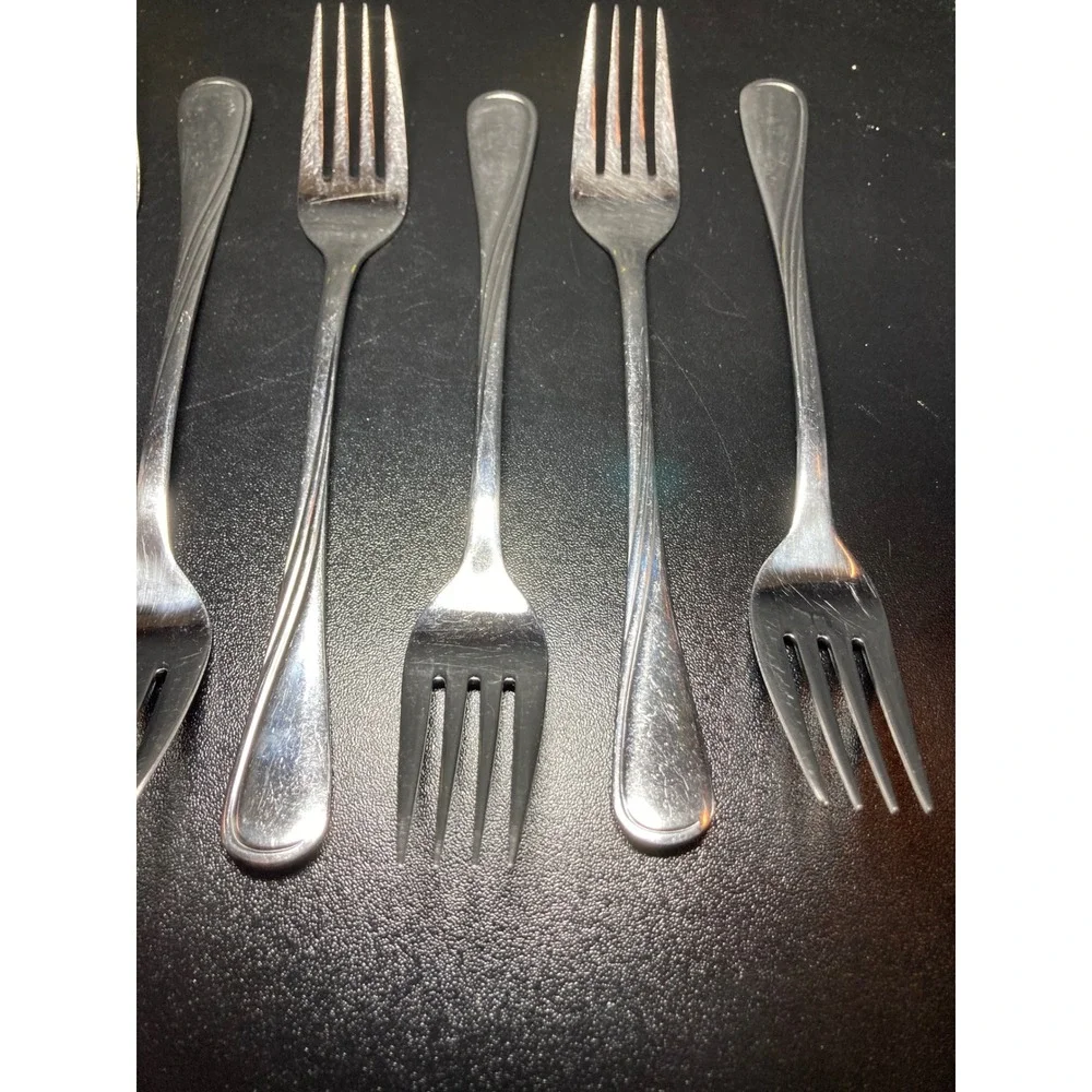 Justinus Edelstahl 18/10 Stainless 6 Dinner Forks Germany Flatware Swirl Line‎